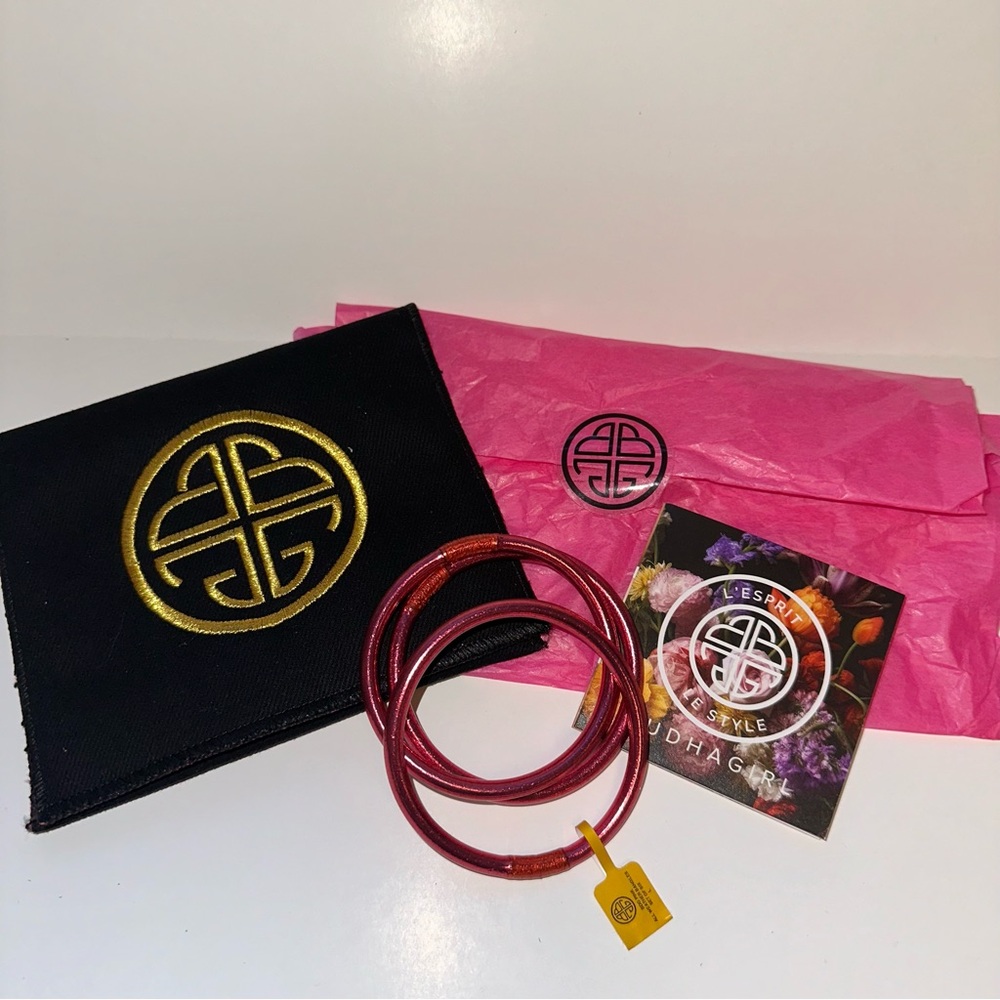 Budhagirl PINK ALL WEATHER BANGLES® (SET OF 3) - SERENITY PRAYER